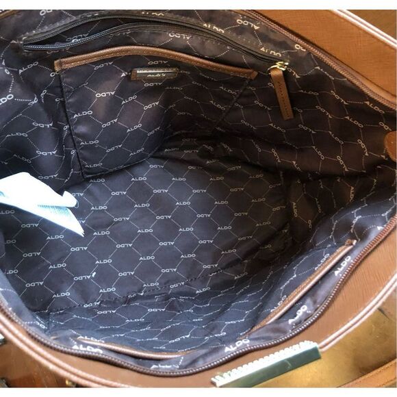 ALDO - EUC Brown Faux Leather Zippered-Top Shoulder Tote. Tailored & Structured - Picture 2 of 14